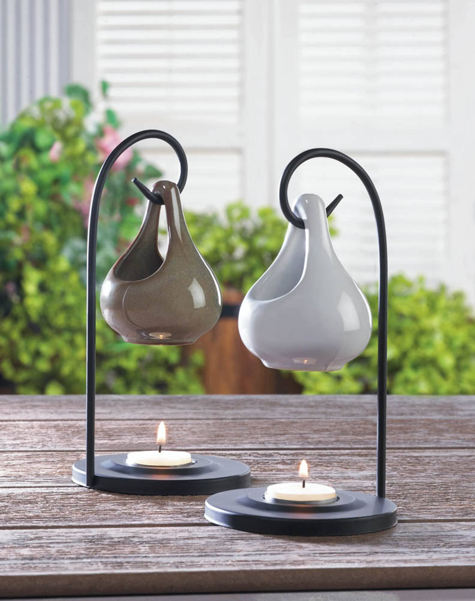 8" Earth Tone Porcelain Tear Drop Candle Oil Warmer